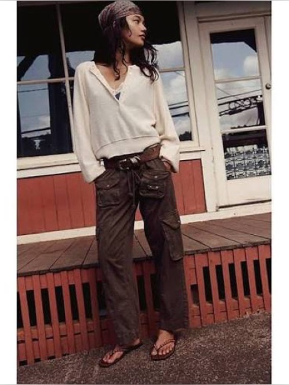 Free People Teak Brown Tahiti Wide Leg Cargo Pants